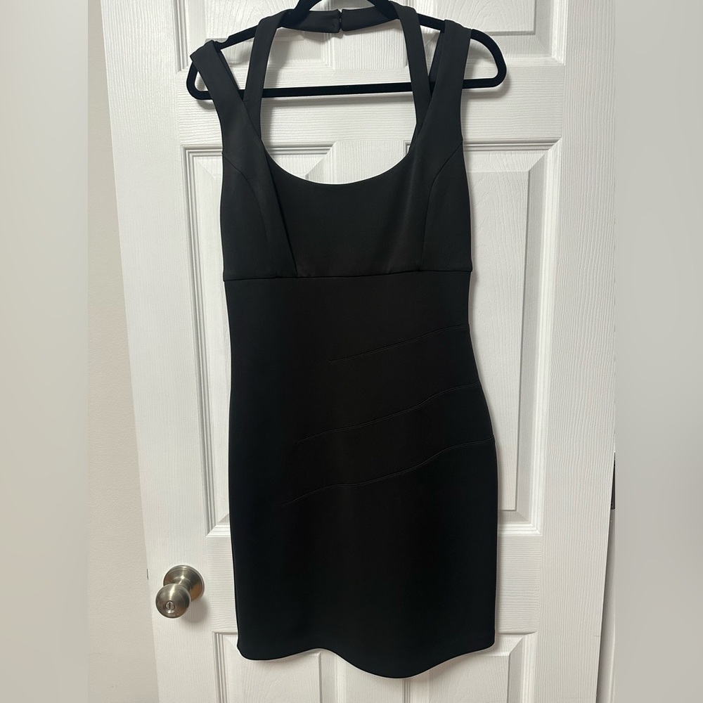 Guess Classic Black Sleeveless Mini Dress with Scoop Neck